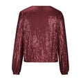 thumbnail image 3 of Women's sequined zipper jacket glitter evening cardigan casual dress coat disco costume, 3 of 8