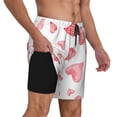 thumbnail image 3 of Picia Pink Hearts pattern Mens Swim Trunks with Compression Liner Stretch Beach Shorts Quick Dry with Zipper Pockets No-Chafing Board Shorts-Medium, 3 of 9