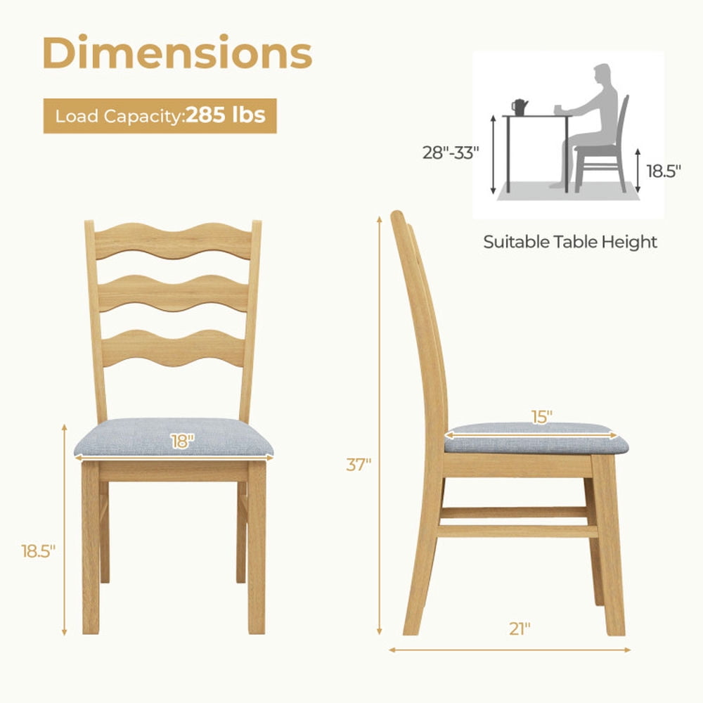 Demi Bonn Set of 2 Dining Chair Linen Fabric Upholstered Kitchen Chairs with Padded Seat for Dining Room Living Room, Beige