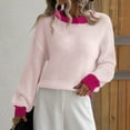 thumbnail image 5 of Lovskoo 2024 Sweaters for Women Trendy Casual Color Retro Knitting Long Sleeve Round Neck Sweater Pink, 5 of 8