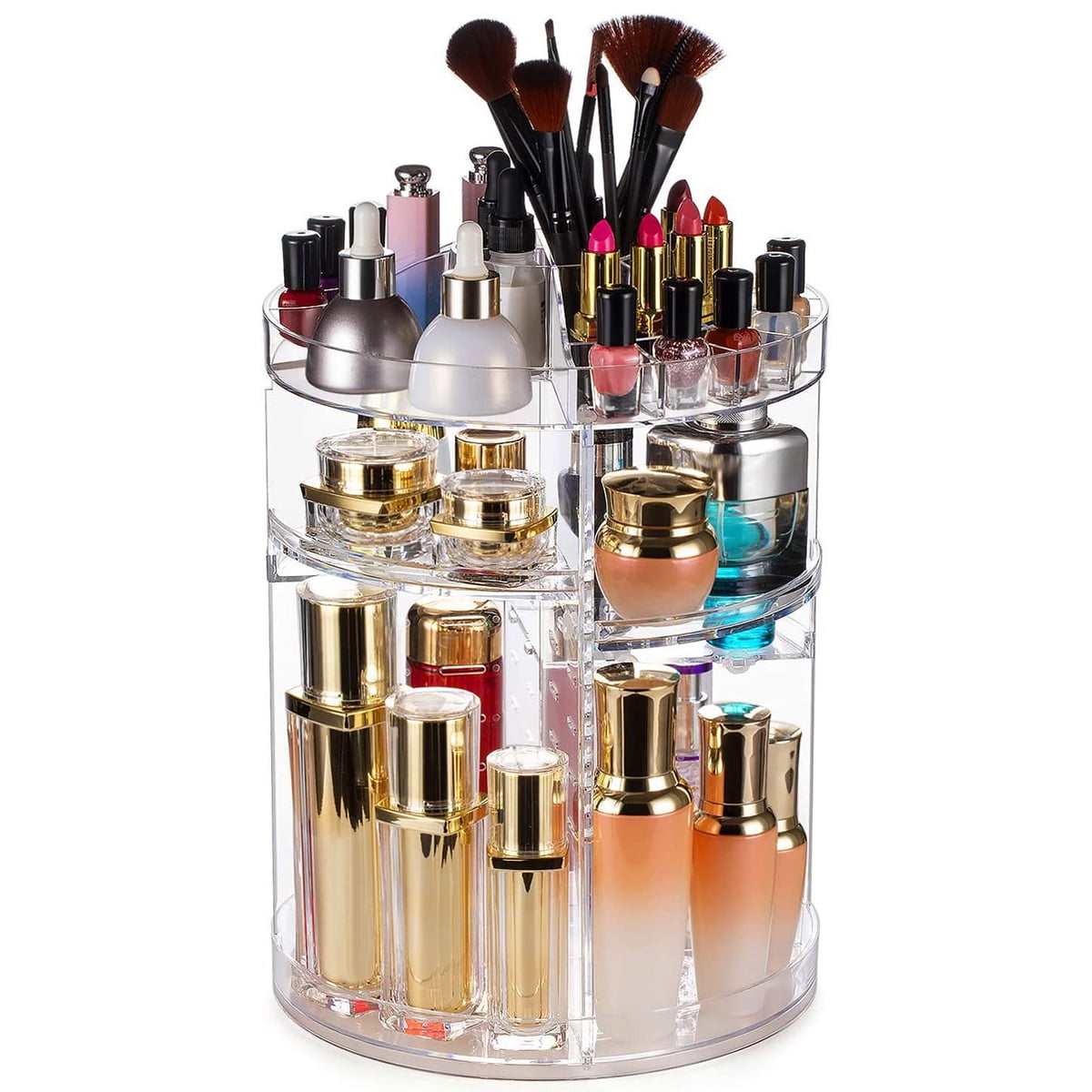 Desktop Makeup Organizer, Cosmetic Storage Box, 360 Rotating, Brush Holder,  Lipstick, Eyeshadow, Skincare Organizer - AliExpress