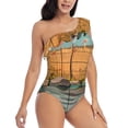thumbnail image 3 of Sikiie Tranquil Garden Landscape Print Women One Piece Swimsuits Tummy Control One Shoulder Bathing Suits Ruffle Swimwear, From S to XXL-Medium, 3 of 6