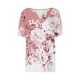 thumbnail image 3 of Blusas de Manga Corta para Mujeres Impresas Cuello Redondo Casual, Top de Algodón de Imitación para el Hogar Y el Uso Diario, 3 of 6