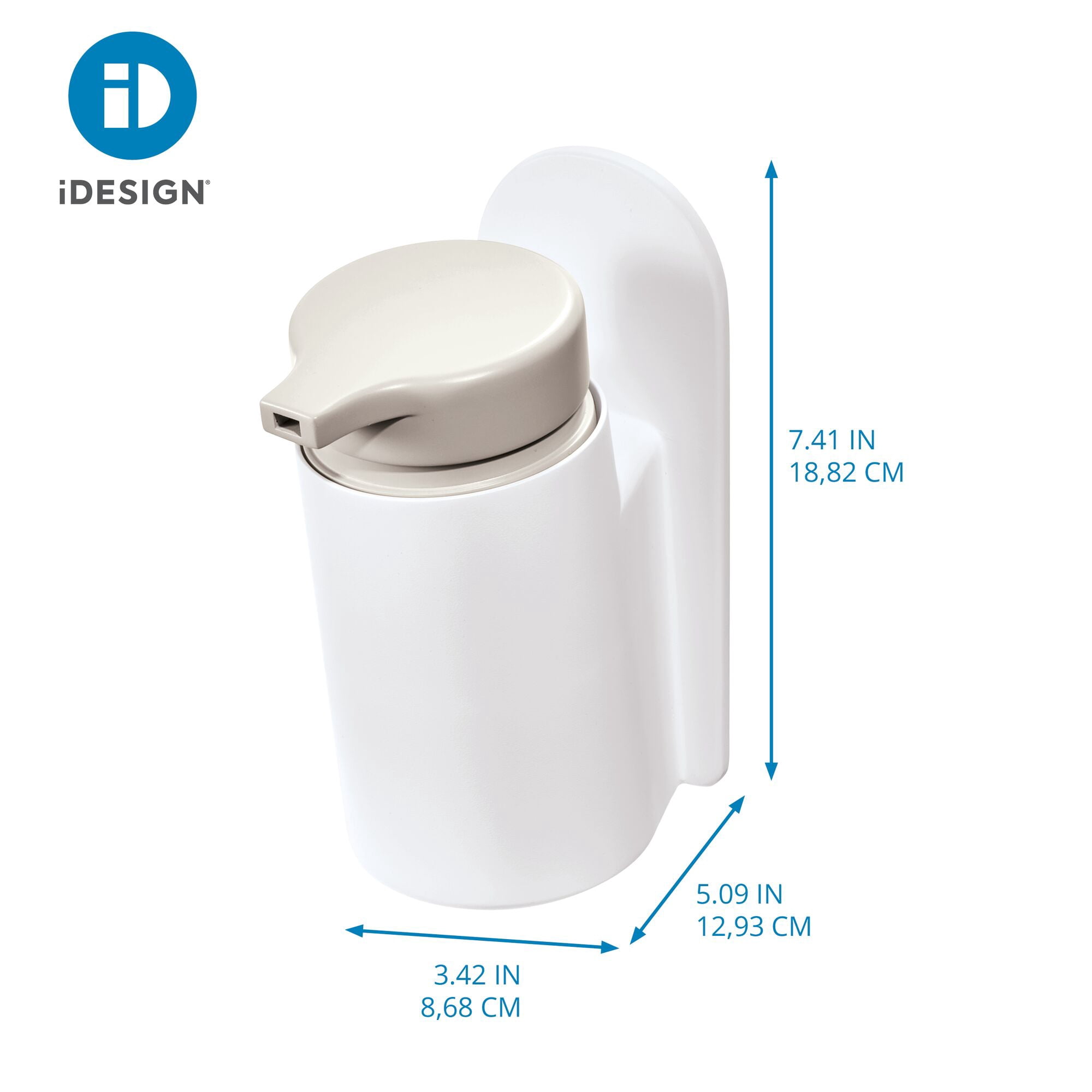 iDesign Self-Adhesive Soap Dispenser – Berkley Collection - Coconut/White
