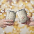 thumbnail image 2 of 12oz Stemless Wine Tumblers Pioneer Flower Vacuum Insulated Stainless Steel Travel Tumbler Cups Mug with Lid and Straw for Champaign,Cocktail,Beer with Cleaning Brush, 2 of 5