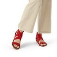 thumbnail image 4 of Womens Summer Stylish Low Wedge Sandals with Elastic Gladiator Ankle Straps, 4 of 6