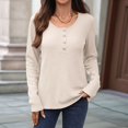 thumbnail image 6 of Women Blouses Slim Fit Button Down V Neck Henley Shirt  S, 6 of 8