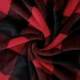 thumbnail image 5 of PiccoCasa Plaid Flannel Fleece Polyester Blanket 50"x60", Red and Black, 5 of 6