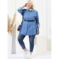 thumbnail image 3 of Plus Size Chambray Shirts for Women Button Down Denim Shirts Tops Blue 3X, 3 of 7