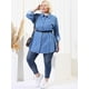 thumbnail image 3 of Plus Size Chambray Shirts for Women Button Down Denim Shirts Tops Blue 3X, 3 of 7