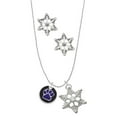 thumbnail image 1 of Delight Jewelry Silvertone Purple Paw on Black Disc Silver tone Snowflake Charm Necklace and Stud Earrings, 1 of 4