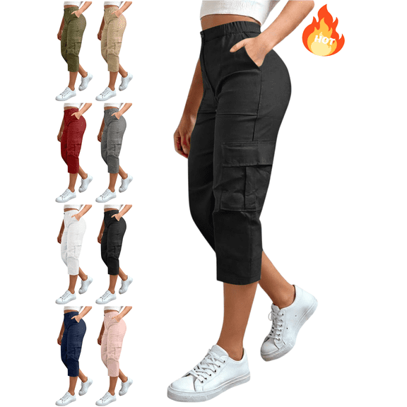 Mifsaly Cargo Capri Pants for Women High Waisted Workout Cropped Pant with Multi Pockets Hiking Outdoor Walking Lightweight Casual Summer Bottoms 2026 M