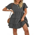 thumbnail image 2 of Women‘s Short Sleeve Swing Dress with Floral Tiered Pattern for Summer, 2 of 7
