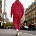 thumbnail image 4 of GrmtClth Men's Sweatsuits 2 Piece Novelty Solid Color Hoodie and Sweatpants Comfy Soft Long Sleeve Lounge Outfits Red L, 4 of 5