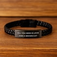 thumbnail image 2 of Brown Cat Lover's Gift, Interlaced Leather Bracelet for Men Women Friends Family, 'All You Need Is Love And A Brown Cat', Birthday Unique Gifts from Men to Women, 2 of 6