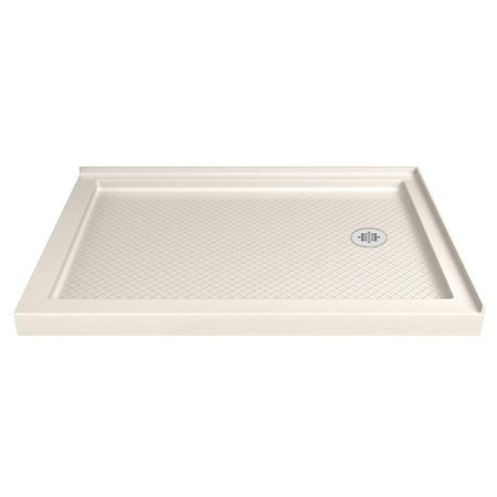 - DreamLine SlimLine 36 in. D x 60 in. W x 2 3/4 in. H Right Drain Double Threshold Shower Base in Biscuit