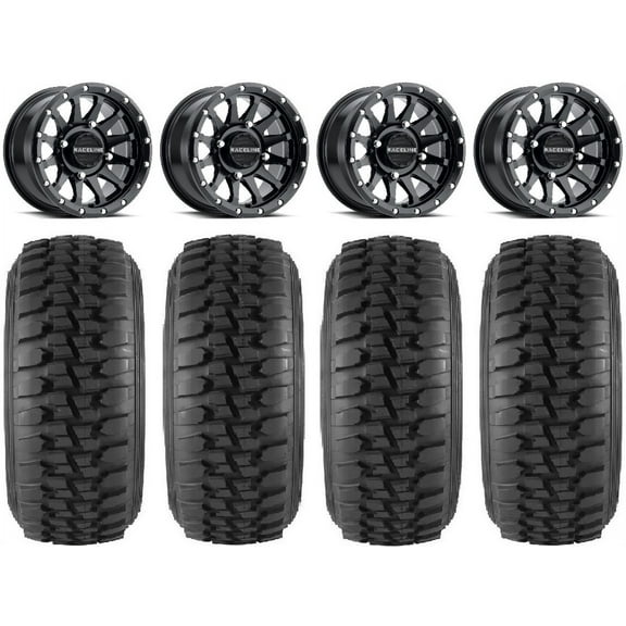 Raceline Trophy 14" Wheels Black  38mm 30" Desert Series Tires Can-Am Commander Maverick Renegade Outlander Defender