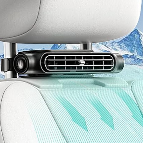 Fountwell Car Seat Cooling Fan – USB Headrest Fan with 3 Wind Speeds, Front & Rear Backseat Cooling for Car, Truck, SUV