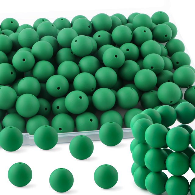 Perlas de silicona HHCFAST, 65 unidades, 19 mm, color verde navideño