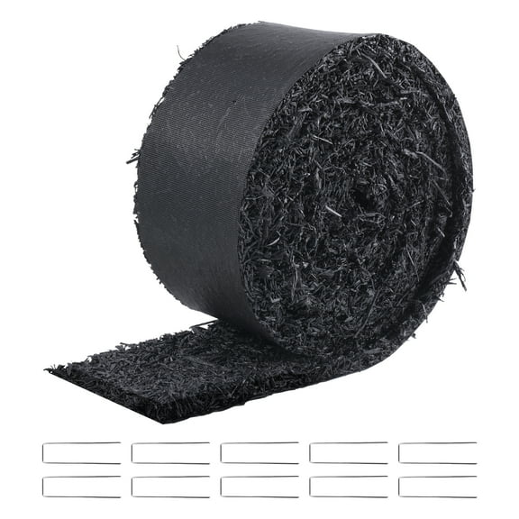 KFFKFF Landscaping Rubber Mulch, Reused Rubber Mulch Mat Measuring 120 x 4.5 inches, Durable Rubber Walkway, Authentic Black Mulch Garden Trim for Plant, Vegetable, and Floral Garden Partition