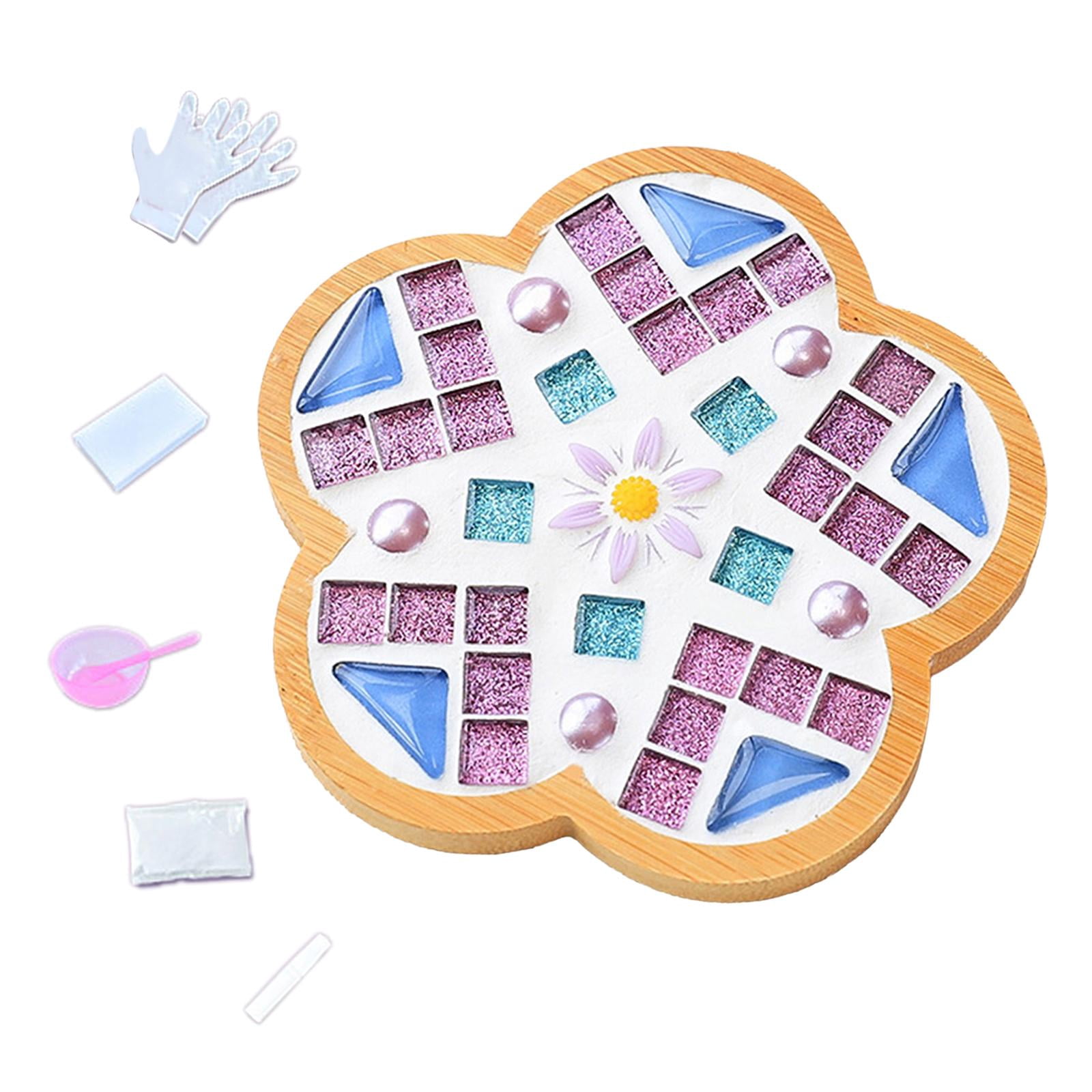 DIY Mosaic Coaster Holiday Gift Place Mat Cup Holder Children's Educational Toys Glass Mosaic Tiles for Home Ornament Dining Table A