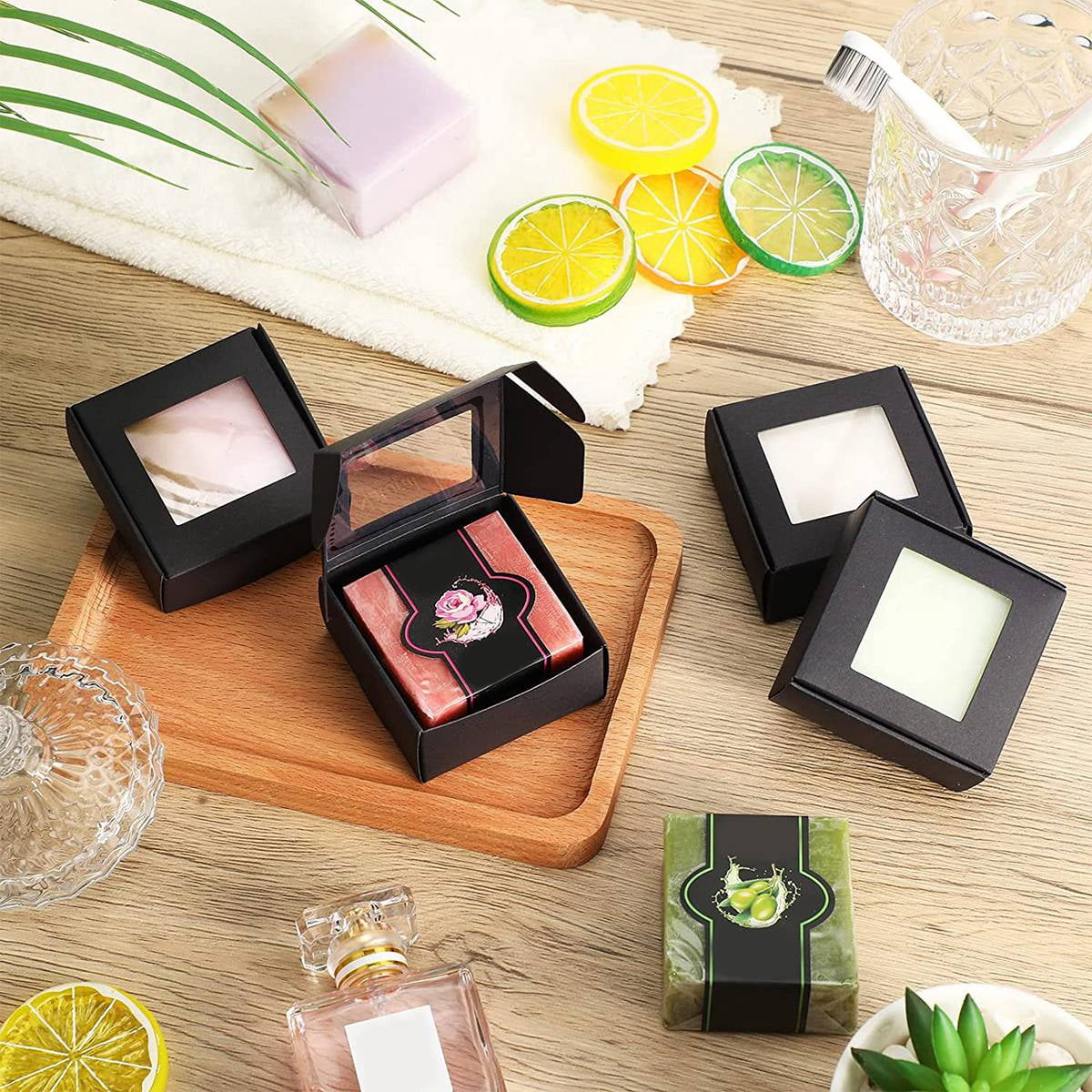 Buy 50 Pieces Mini Kraft Paper Box with Window Present Packaging Box ...