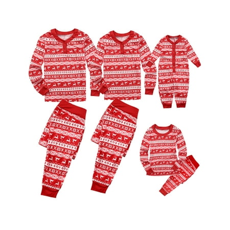 Aunavey Family Christmas Pajamas Mom Dad Baby Kids Pjs Set Matching Sleepwear Nightwear Clothes
