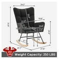 thumbnail image 2 of Modern Nursery Rocking Chair, Upholstered Glider Chair with High Backrest, Rocker Accent Armchair with Solid Wood Legs for Nursery Bedroom Living Room (Grey Teddy), 2 of 7