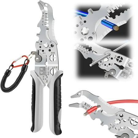 

1PC Professional Multifunctional Heavy Duty Self Adjusting Wire Stripper Crimper Pliers - Essential Handheld Cutting Tool for Electrical Engineers- Ideal for Cutting Cables and Stripping