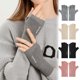 thumbnail image 1 of Guantes de terciopelo alemán con pantalla táctil para mujer - Diseño de medio dedo cálido para exteriores en invierno, protección contra el frío, forro suave de forro polar, rosa/gris/beige, 1 of 6