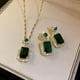 thumbnail image 4 of Joyería de esmeralda para mujer, collar de piedra verde, pendientes, conjunto de collares lindos, 4 of 5