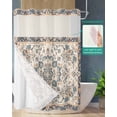 thumbnail image 2 of No Hook Shower Curtain with Snap in Liner, Retro Floral Persian Tribal Style Hotel Shower Curtains for Bathroom, Washable Shower Curtain Liner Set with Mesh Top Window, 48"x72", 2 of 6