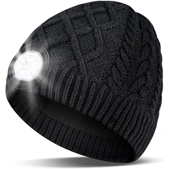 CHEERFUN LED Unisex Beanie Hat with Light USB Rechargeable, Christmas Gifts for Men Women Dad Father