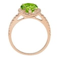 thumbnail image 2 of 2.38 ct Pear Cut Natural Peridot with Simulated Diamond Halo Accents 18K Rose Gold Womens Engagement Ring, 2 of 5