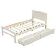 thumbnail image 4 of Modern Design Solid and Stable Twin Size Platform Bed Frame with 2 Drawers (White Washed), 4 of 10