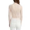 thumbnail image 5 of Womens Long Sleeve Mesh Layering Top Korean Elegant Embroidery Floral Lace Mock Neck Sheer See Through T-Shirts, 5 of 8