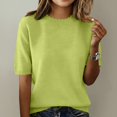 thumbnail image 4 of Duoif Womens Tops Women'S Short Sleeve Pullover Spring 2026 Fashion Crew Neck Knitted Shirt Elegant Lightweight Short Sleeve Pullover Spring Summer Green M, 4 of 4