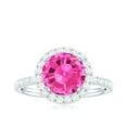 thumbnail image 4 of Rosec Jewels Lab Grown Pink Sapphire Ring with Diamond Halo for Women - AAAA Grade, 18K White Gold, US 12.00, 4 of 9