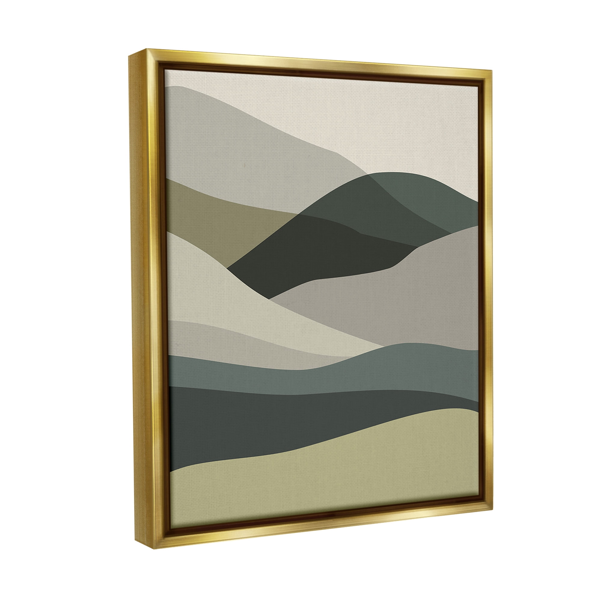 Stupell Industries Abstract Alternating Hills Landscape Painting Gold Floater Framed Canvas Art Print Wall Art, 25 x 31