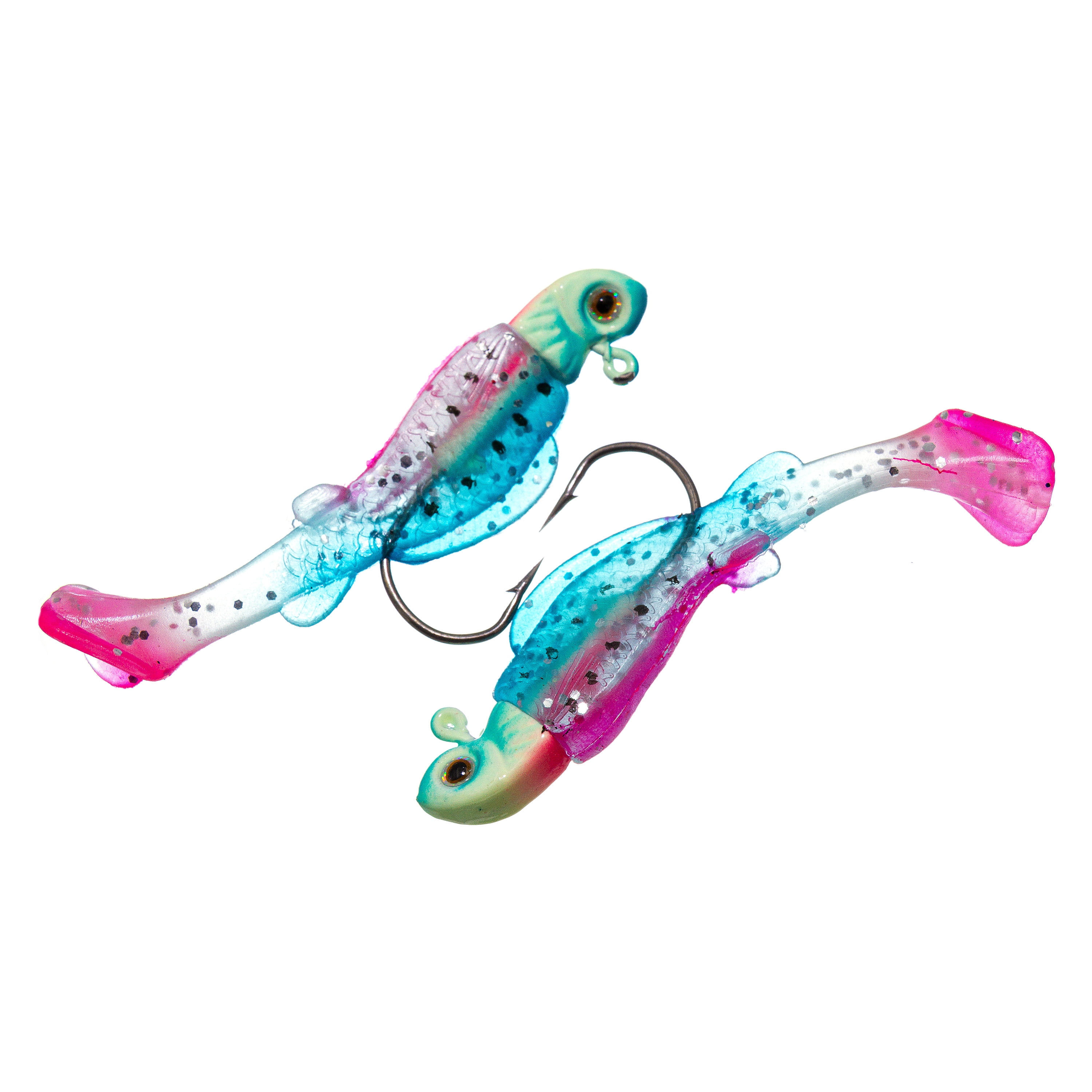 (2 pack) Ozark Trail 1/8 oz Rigged Panfish Minnow Fishing Lures, Blue & Pink, 2-Pack