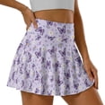 thumbnail image 3 of Xoenoiee Purple Butterfly Daisy Flower Print Tennis Skirt for Women High Waisted Golf Skirts with Pockets Shorts Athletic Pleated Skorts Plus Size, M, 3 of 6