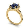 thumbnail image 2 of Halo Engagement Ring for Women - 2.38ct Simulated Blue Sapphire in 14K Yellow Gold Promise Ring, 2 of 6