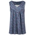 thumbnail image 2 of Innerwin Haut d'Été Col en V Débardeurs pour Femmes Imprimé Floral Boho T-Shirts Bleu Foncé TG, 2 of 5