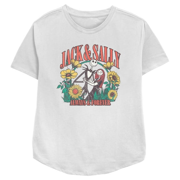 Women's The Nightmare Before Christmas Distressed Always and Forever Graphic Tee White Large