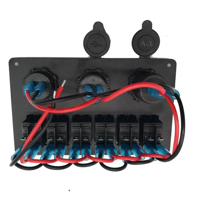 Scienceny Panel de interruptores de coche desmontable, reemplazo de 6 bandas, voltímetro de vehículo automotriz modificado, accesorios de pieza con tapa Paneles de instrumentos para automóviles Scienceny VI020701-00B