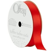 Offray Ribbon, Red 5/8 inch Double Face Satin Polyester Ribbon for Wedding, Sewing, and Crafts, 12 feet, 1 Each
