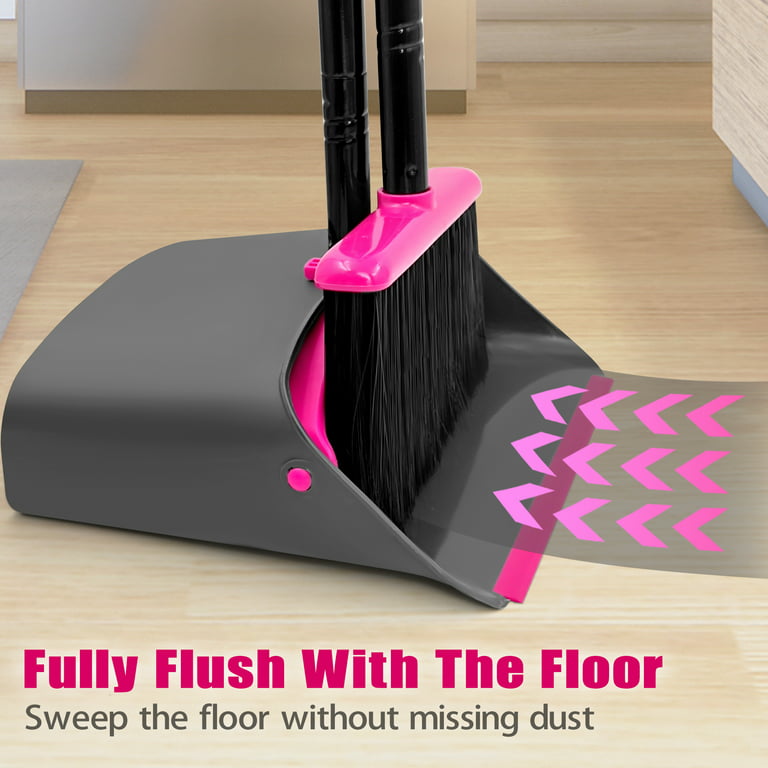 JEHONN Stand Up Store Broom and Dustpan Set, Long Handle