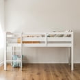 thumbnail image 2 of Tcbosik Low Loft Bed with Ladder, Twin Size Wood Bed Frame with Guardrail for Bedroom, No Box Spring Needed, White, 2 of 7