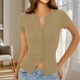 thumbnail image 1 of TaTaai Short Sleeve Button Up Cardigan, Women's Casual Lightweight Cropped Shirt, Fashion Trendy Design, Perfect for Summer Street Daily Use Gift, 1 of 8
