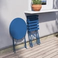 thumbnail image 5 of Outdoor Folding Bistro Set - Round Table & 2 Chairs, Space-Saving Metal/Wood Design for Patio, Garden or Balcony - Blue, 5 of 8